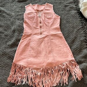 Stylish Pink Fringe Mini Dress